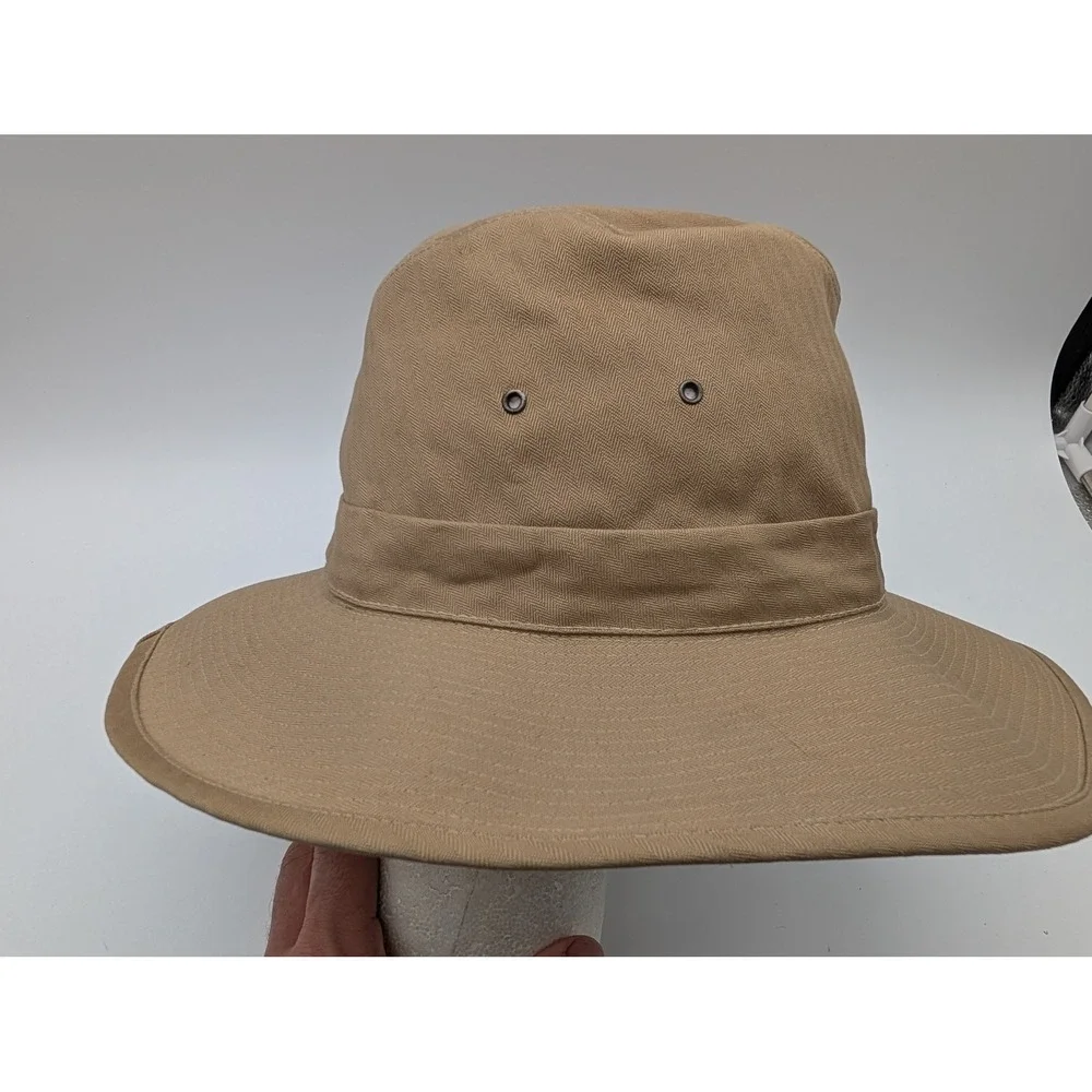 Banana Republic Safari Hat Tan Herringbone Wide Brim Mens Large Vintage Style